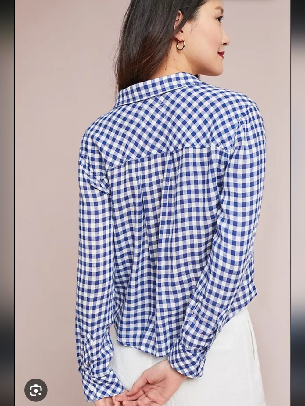 Rails Anthropologie Navy and White 100% Cotton Gingham Button-Down Shirt_M